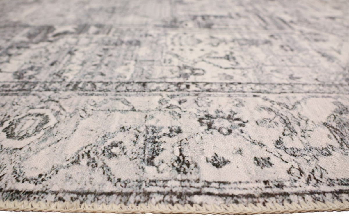 Venice Grey Distressed Transitional Washable Rug