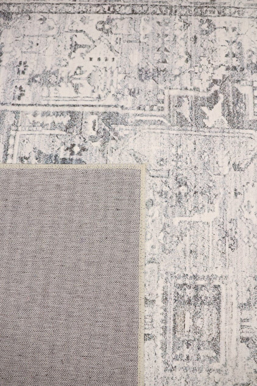 Venice Grey Distressed Transitional Washable Rug