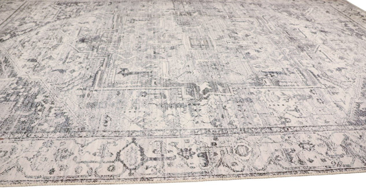 Venice Grey Distressed Transitional Washable Rug