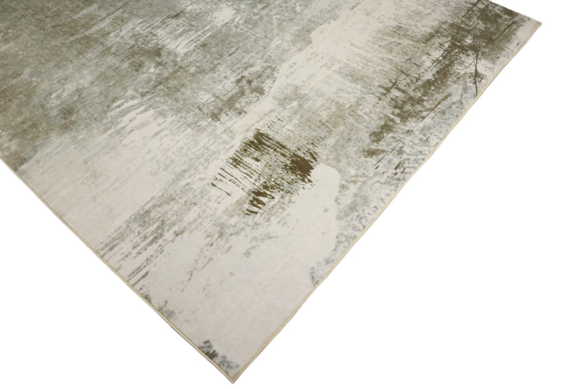 Luxurious Lumina Grey Khaki and Ivory soft Modern Abstract Washable Rug