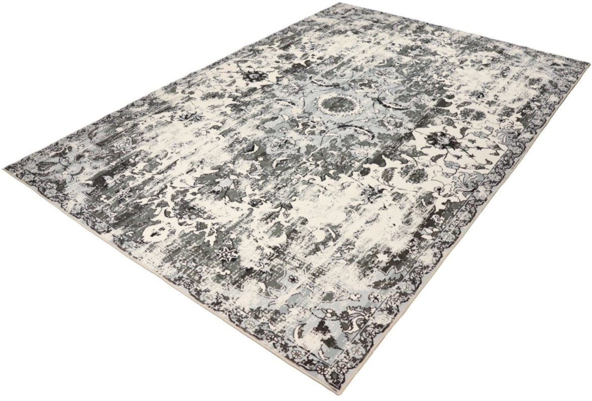 Luxurious Lumina Grey and Cream Soft Modern  Washable Rug