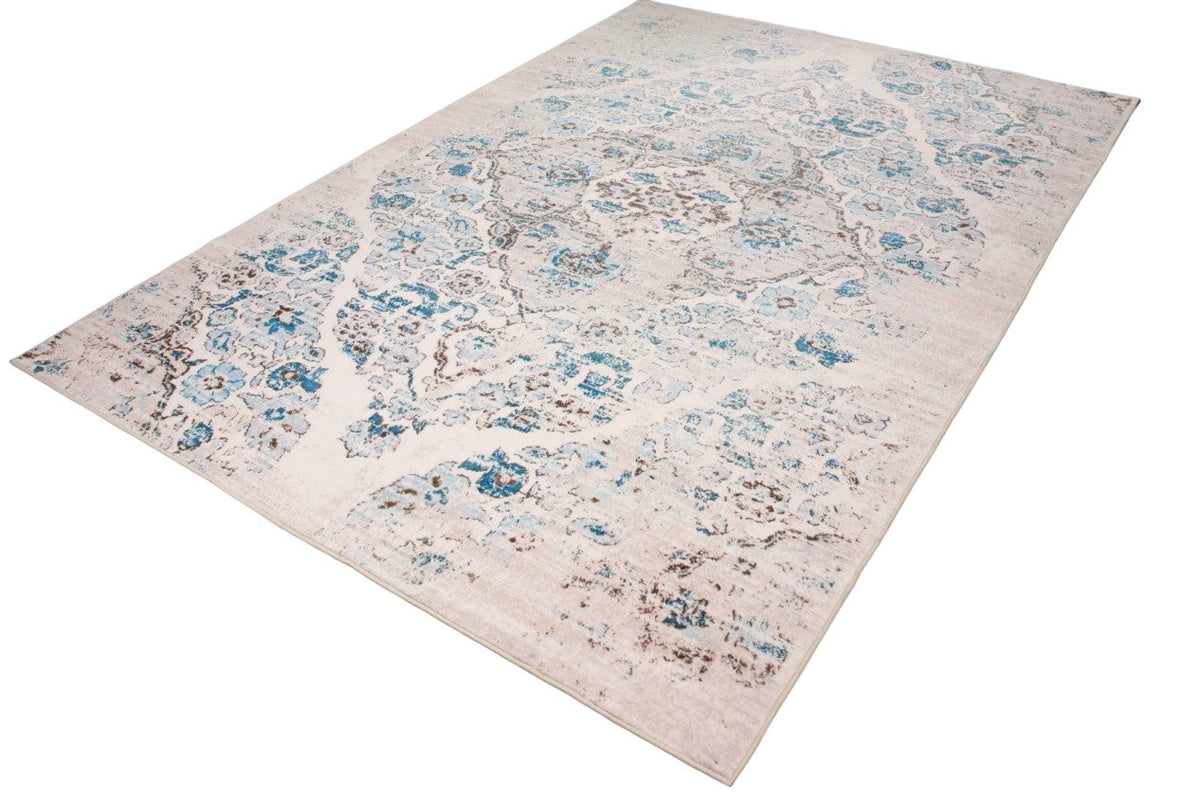 Luxurious Lumina Blue, Grey and Cream soft Modern Washable Rug