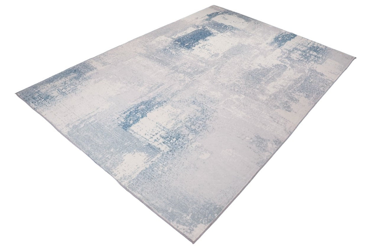 Luxurious Lumina Blue, Grey and White Modern Abstract Washable Rug