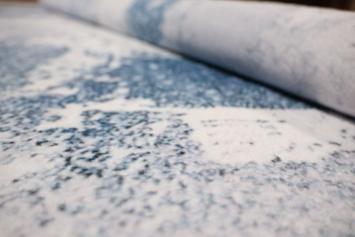 Luxurious Lumina Blue, Grey and White Modern Abstract Washable Rug