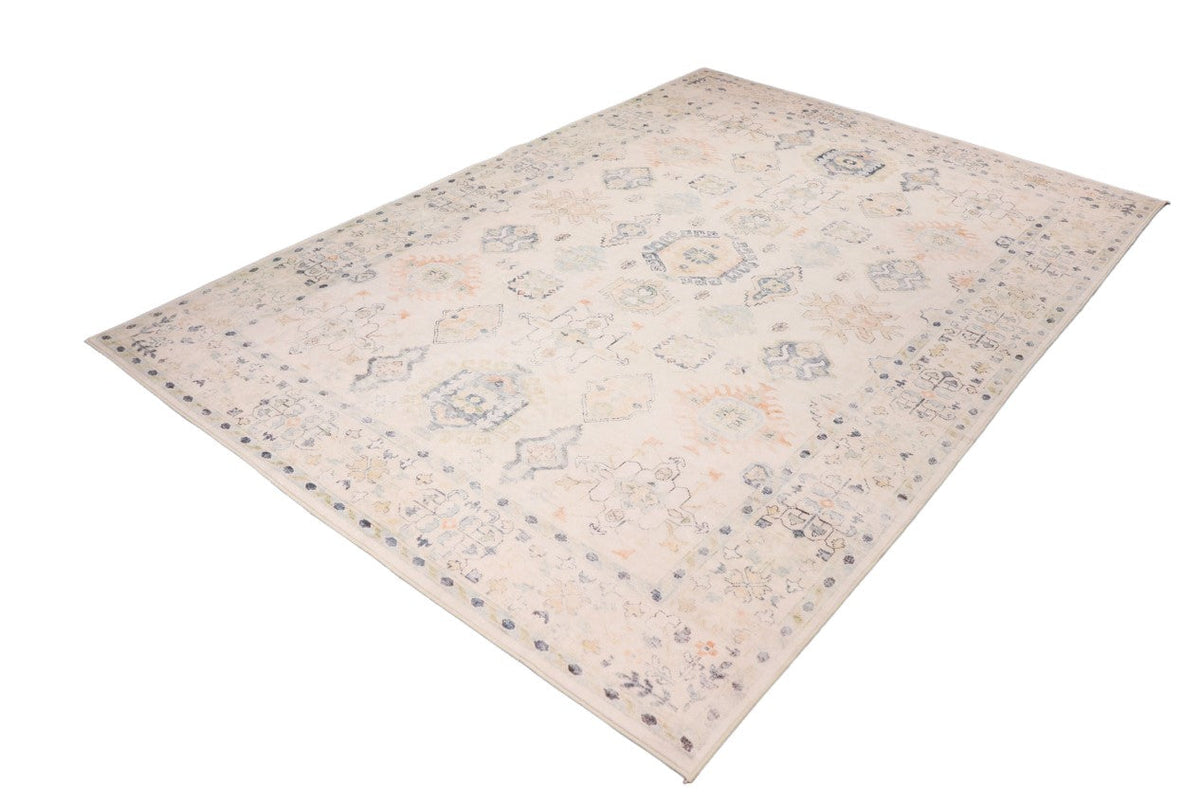 Luxurious Lumina Silky Soft Cream and Multi colour Distressed Washable Rug