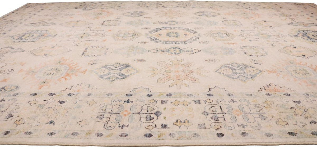 Luxurious Lumina Silky Soft Cream and Multi colour Distressed Washable Rug