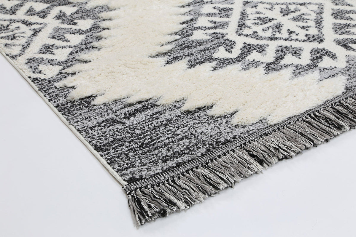 Kaza Tribal Cream Anthracite Rug