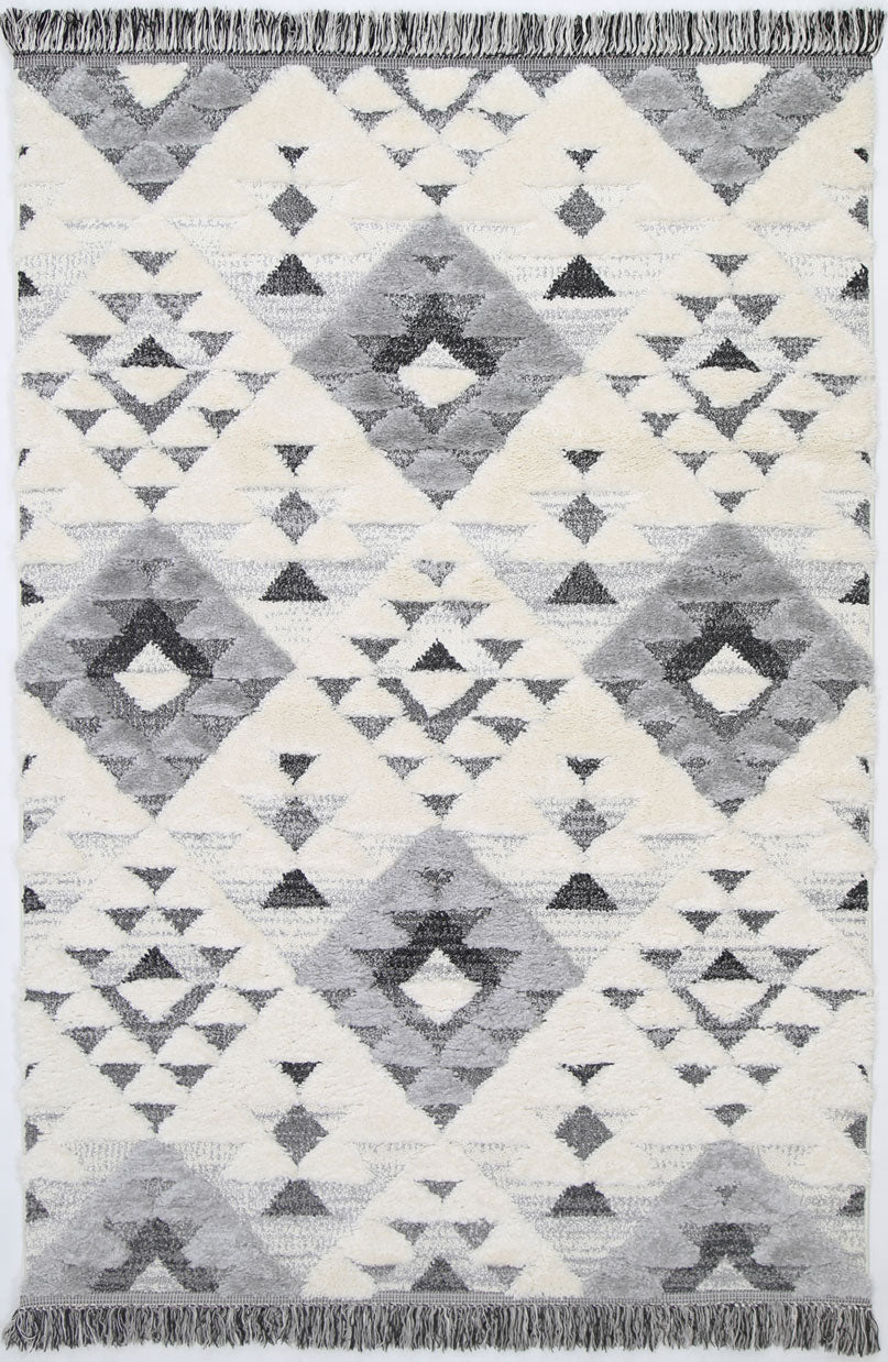 Kaza Tribal Diamond Cream Grey Rug