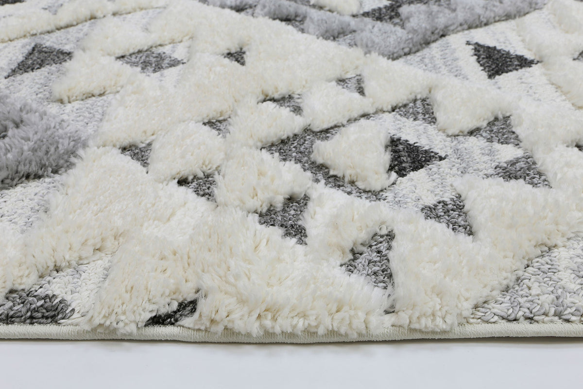 Kaza Tribal Diamond Cream Grey Rug