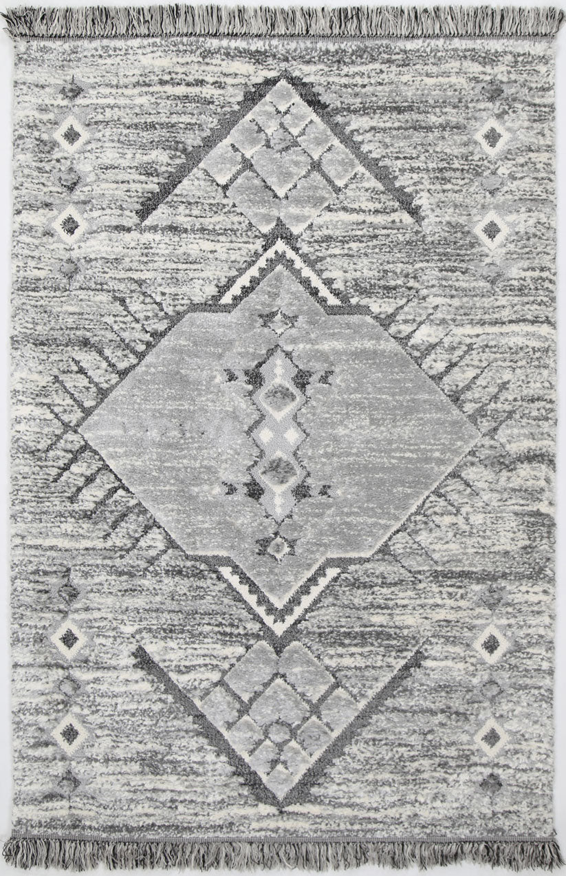 Cruce Tribal 2024 Moroccan Geometric Grey Kilim-Style Rug