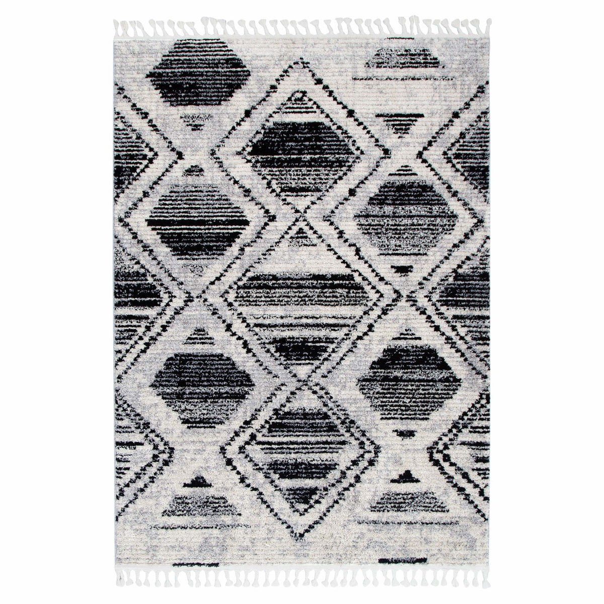 Mansour Diamond Black &amp; White Geometric Rug