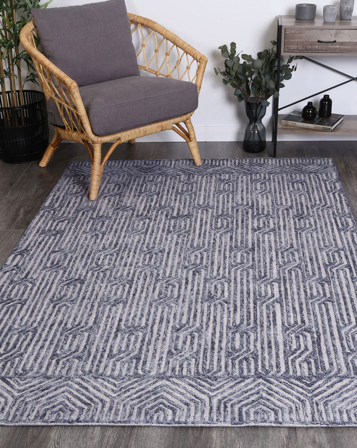 Marbella Almeria Blue Contemporary Rug