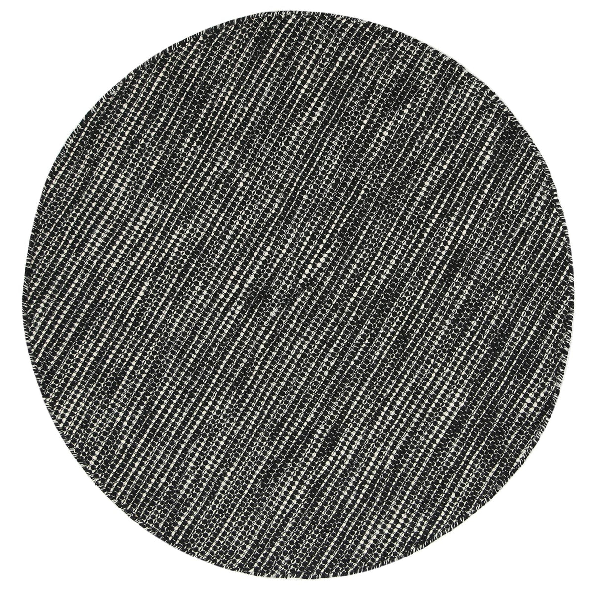 Nordic Black &amp; White Reversible Wool Round Rug