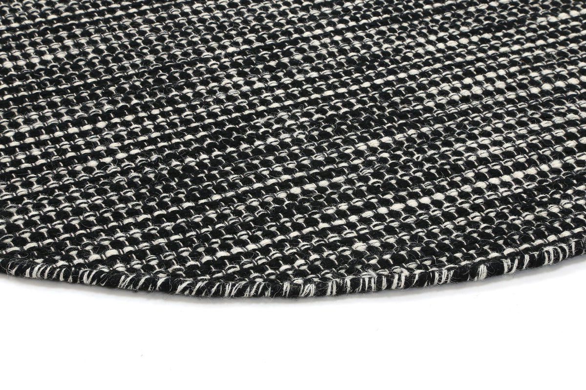 Nordic Black &amp; White Reversible Wool Round Rug