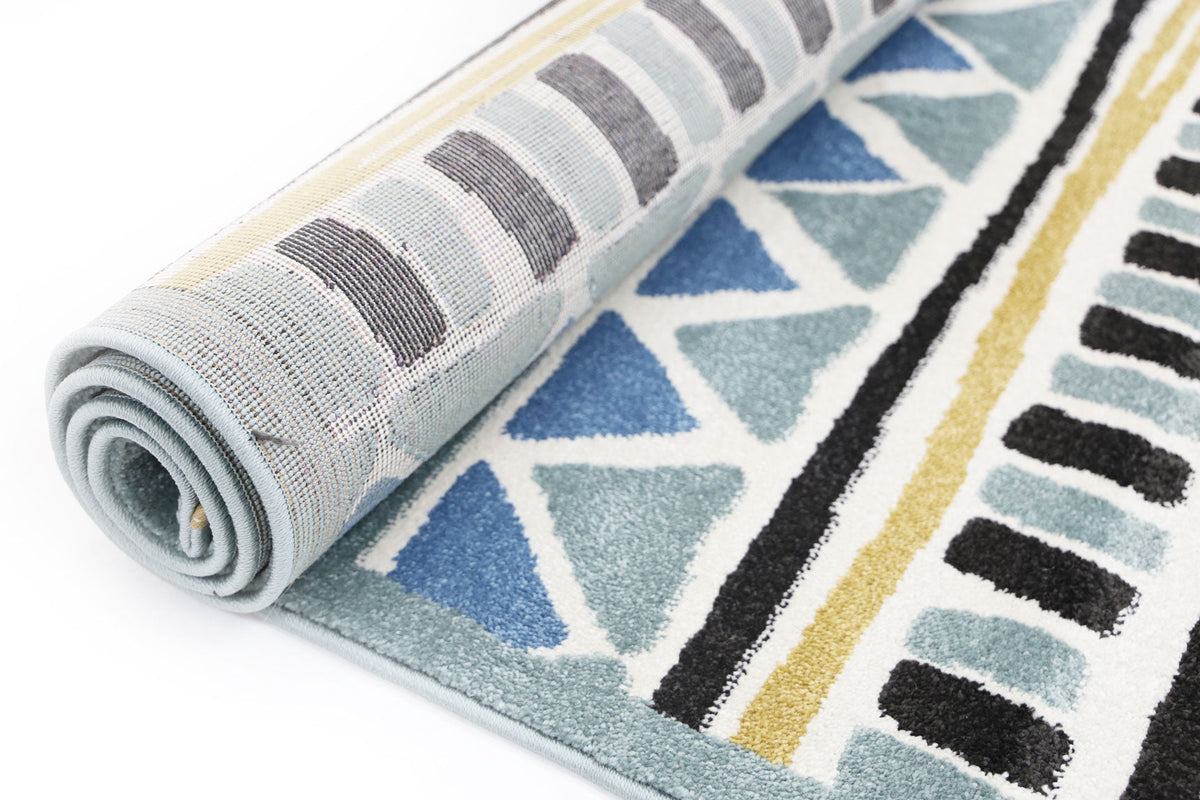 Piccolo Blue and Yellow Tribal Kids Rug