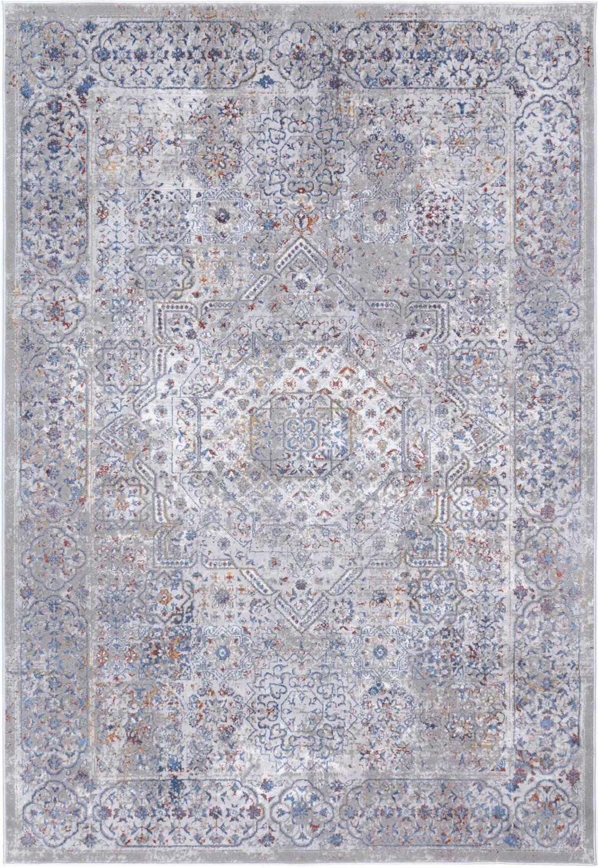 Porto Aurora Grey &amp; Blue Traditional Rug