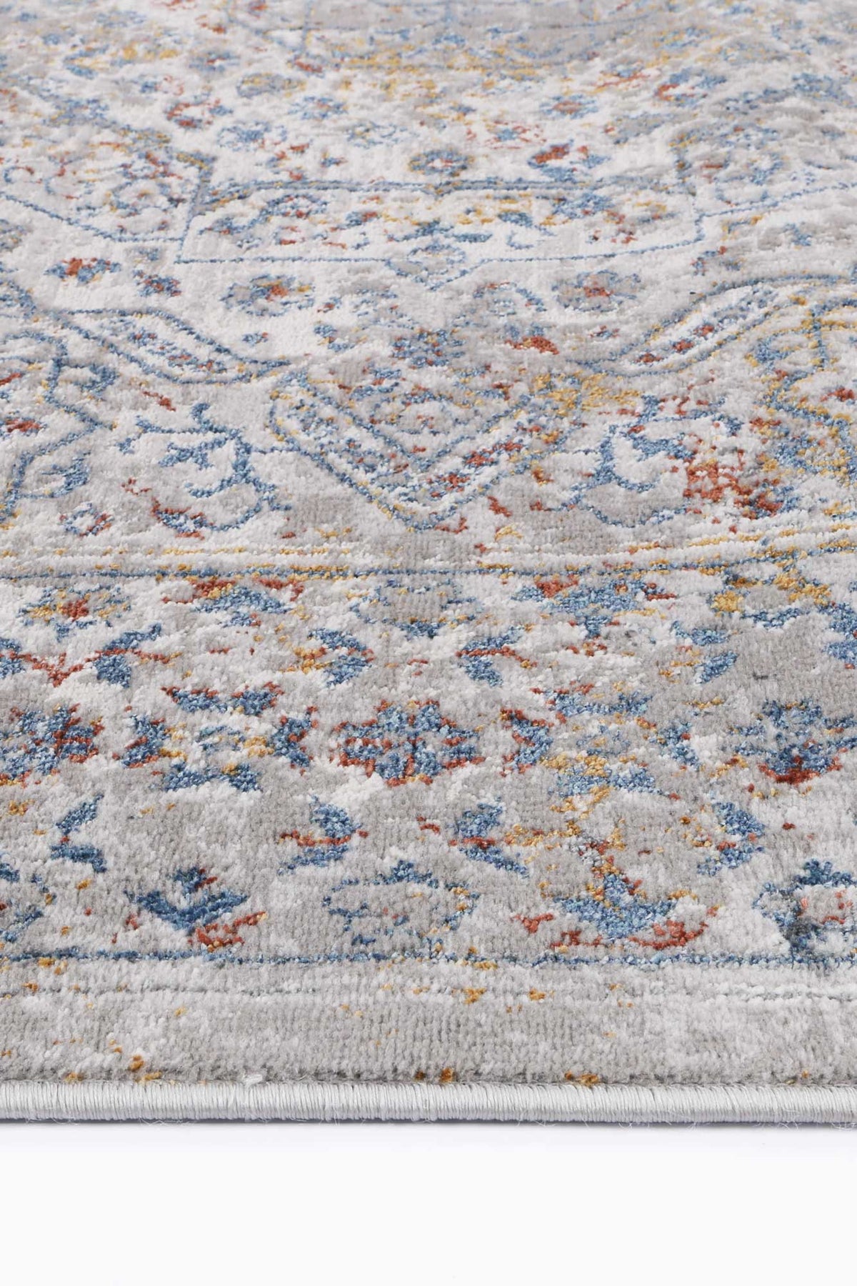 Porto Aurora Grey &amp; Blue Traditional Rug