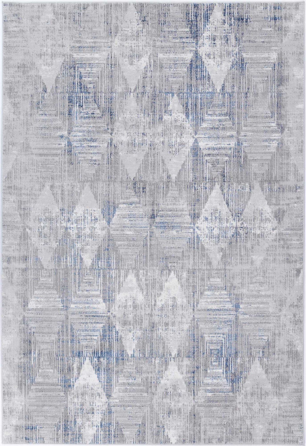 Porto Harlequinn Grey &amp; Blue Geometric Rug