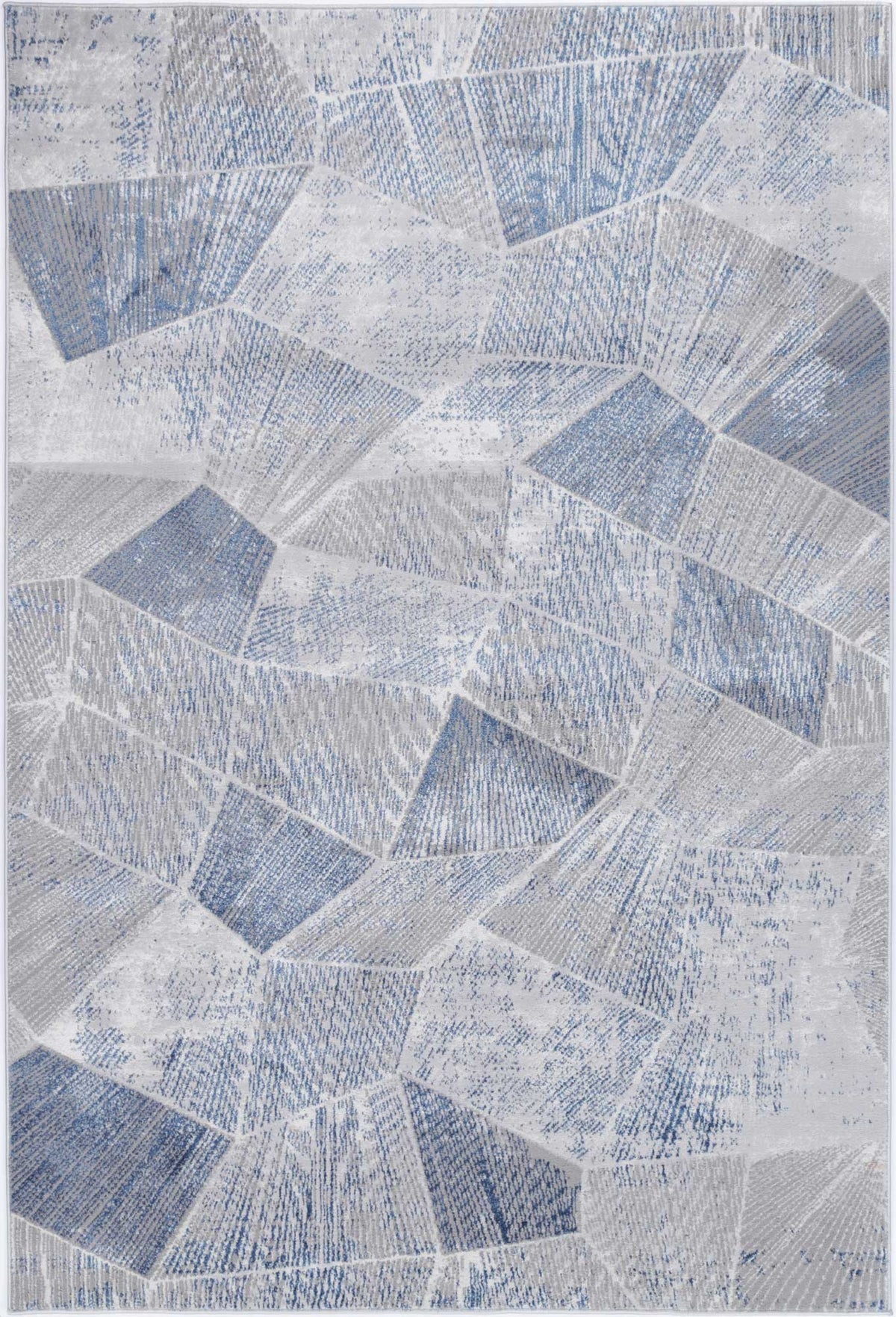 Porto Mason Grey &amp; Blue Geometric Rug