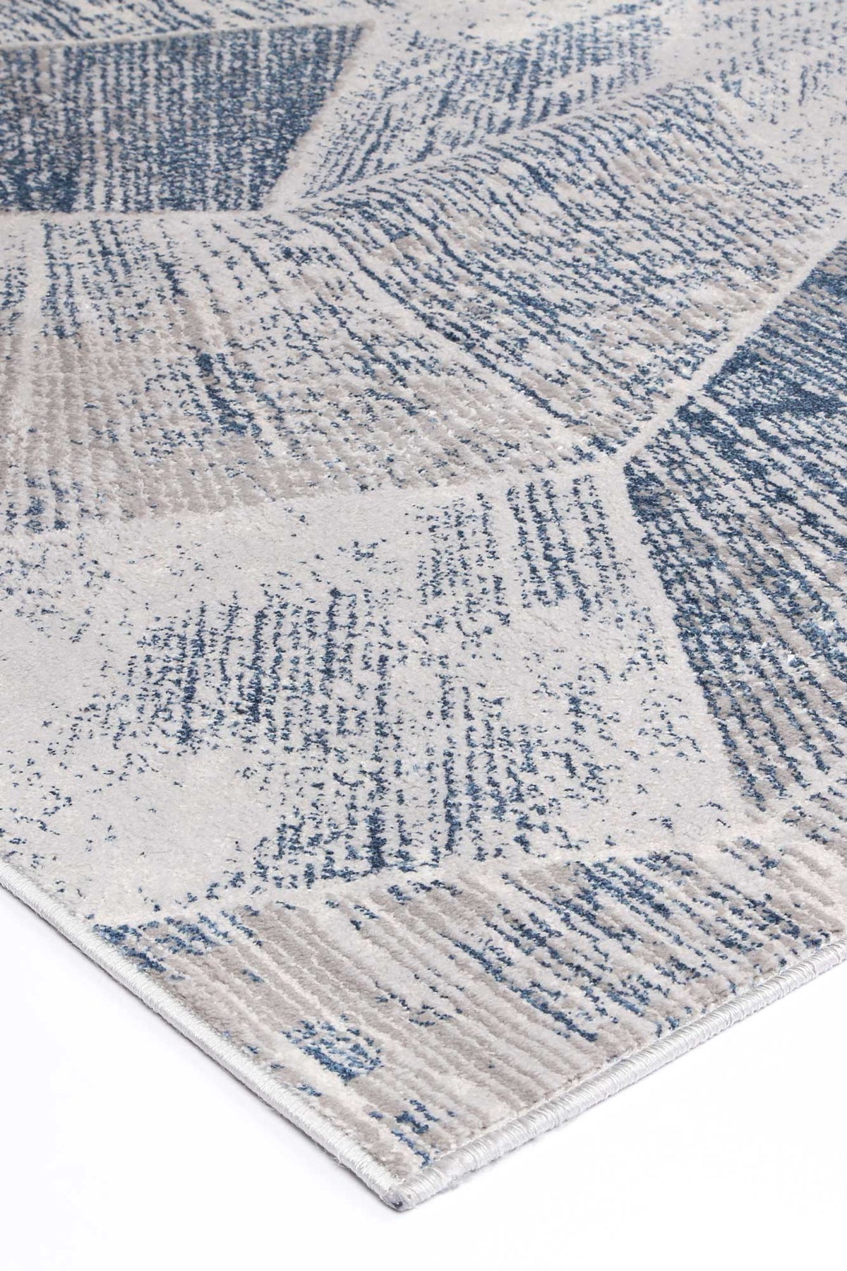 Porto Mason Grey &amp; Blue Geometric Rug