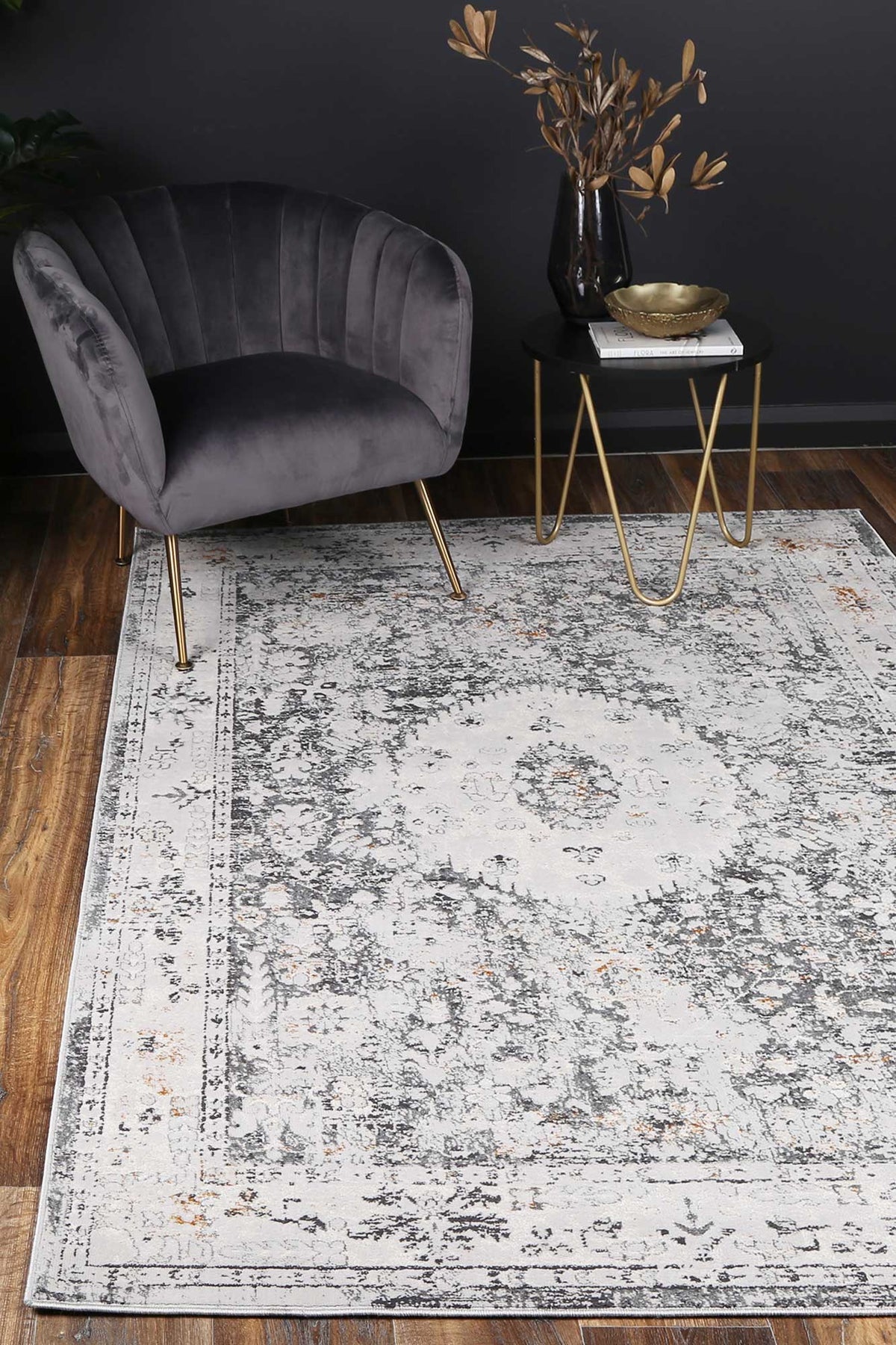 Porto Alexander Grey &amp; Yellow Traditional Rug