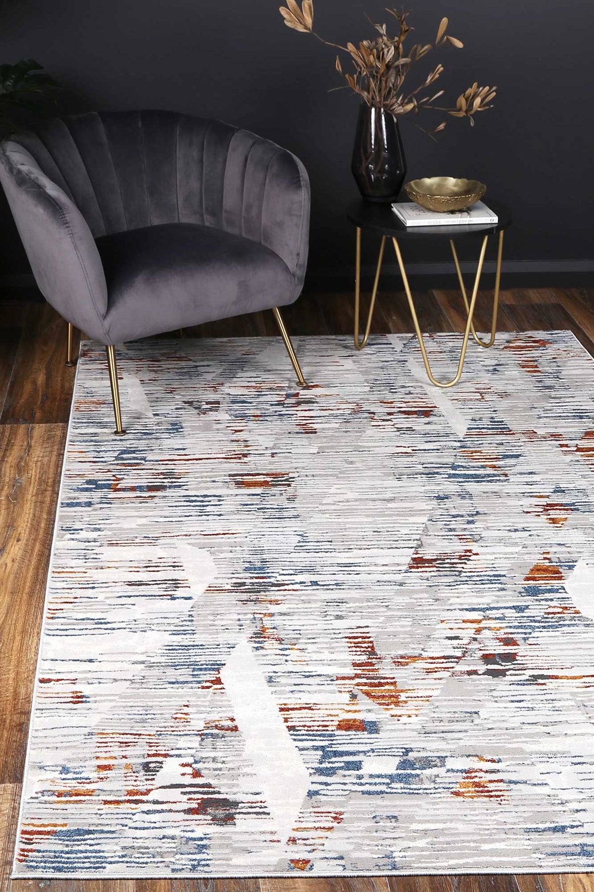 Porto Michael Grey &amp; Multi Abstract Rug