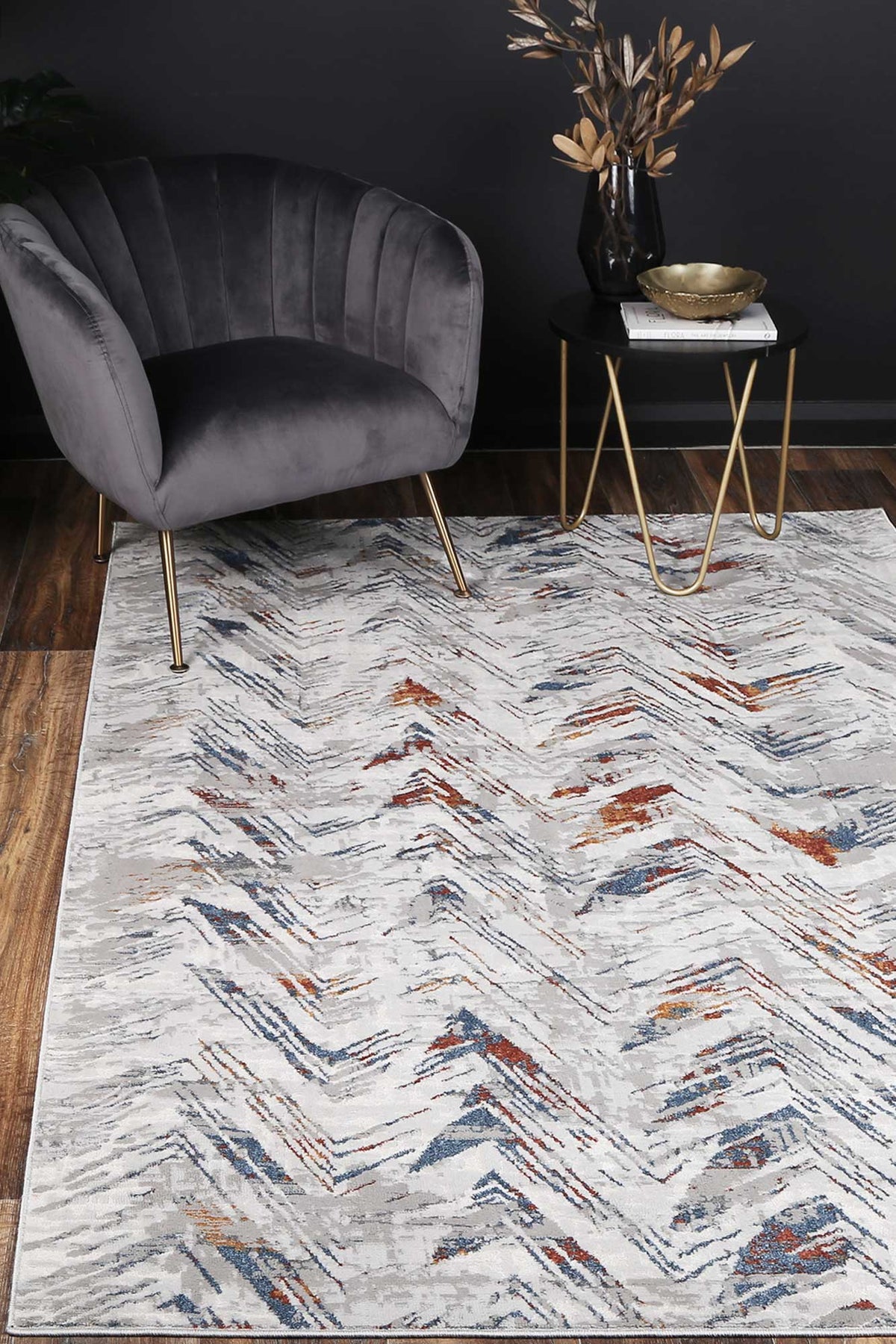 Porto Oskar Grey &amp; Multi Geometric Rug