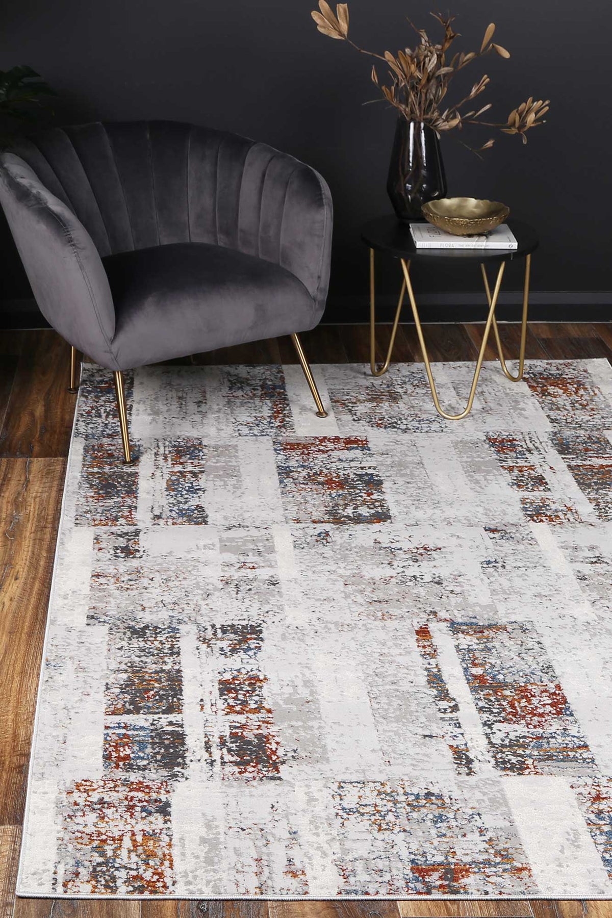 Porto Herman Grey &amp; Multi Abstract Rug