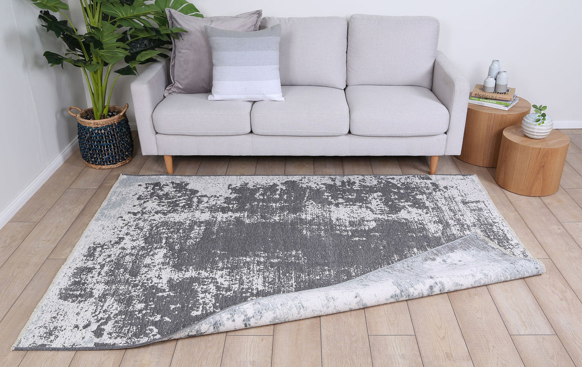 Rustic Faded Grey Abstract Rug