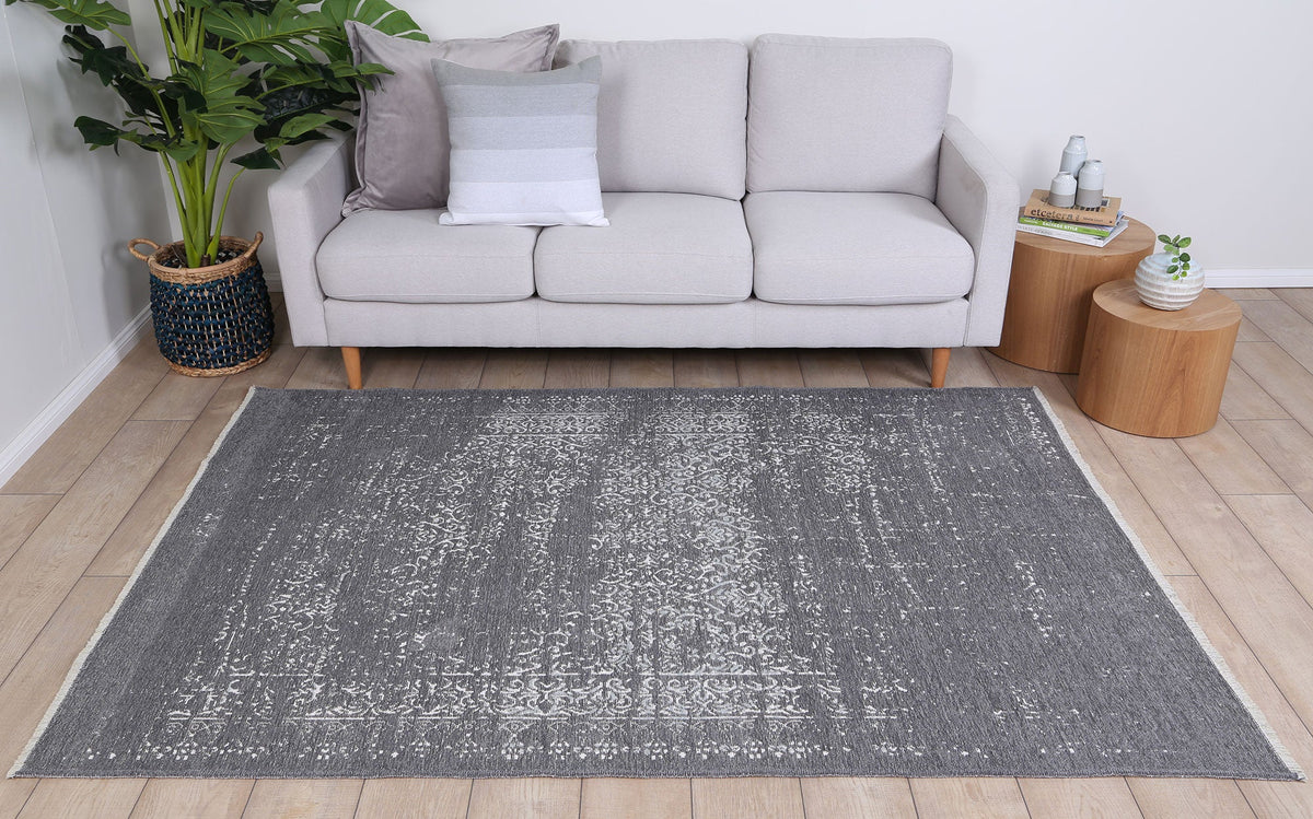 Rustic Homestead Grey &amp; Ivory Contemporary Rug