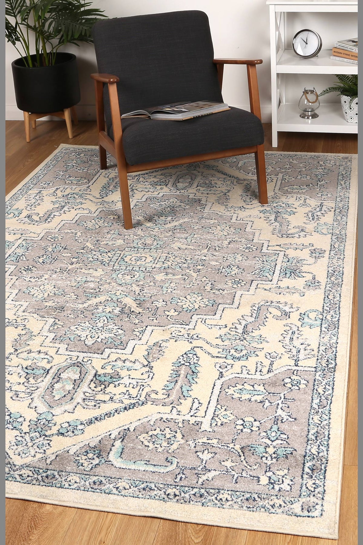 Sicily Avola Grey &amp; Blue Transitional Rug