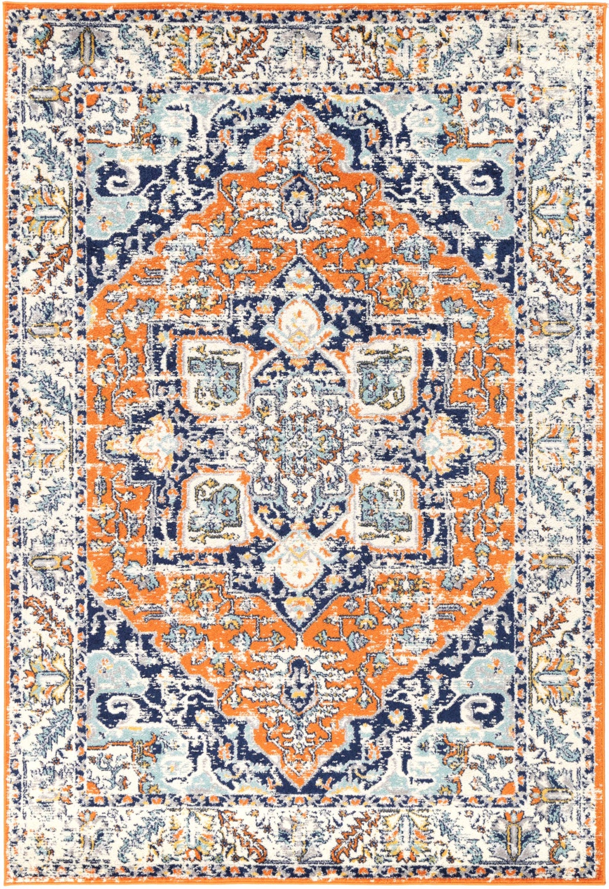 Sicily Messina Orange &amp; Blue Transitonal Rug