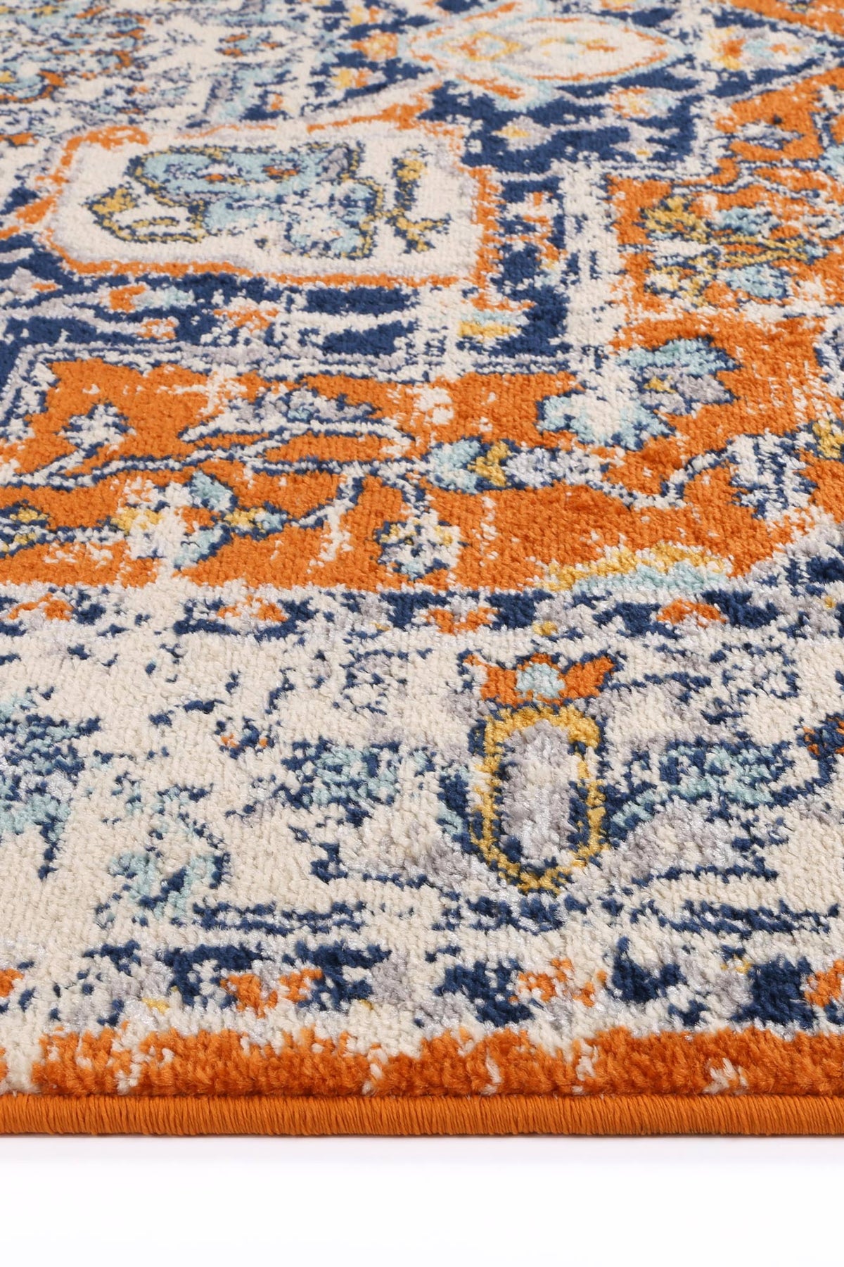 Sicily Messina Orange &amp; Blue Transitonal Rug