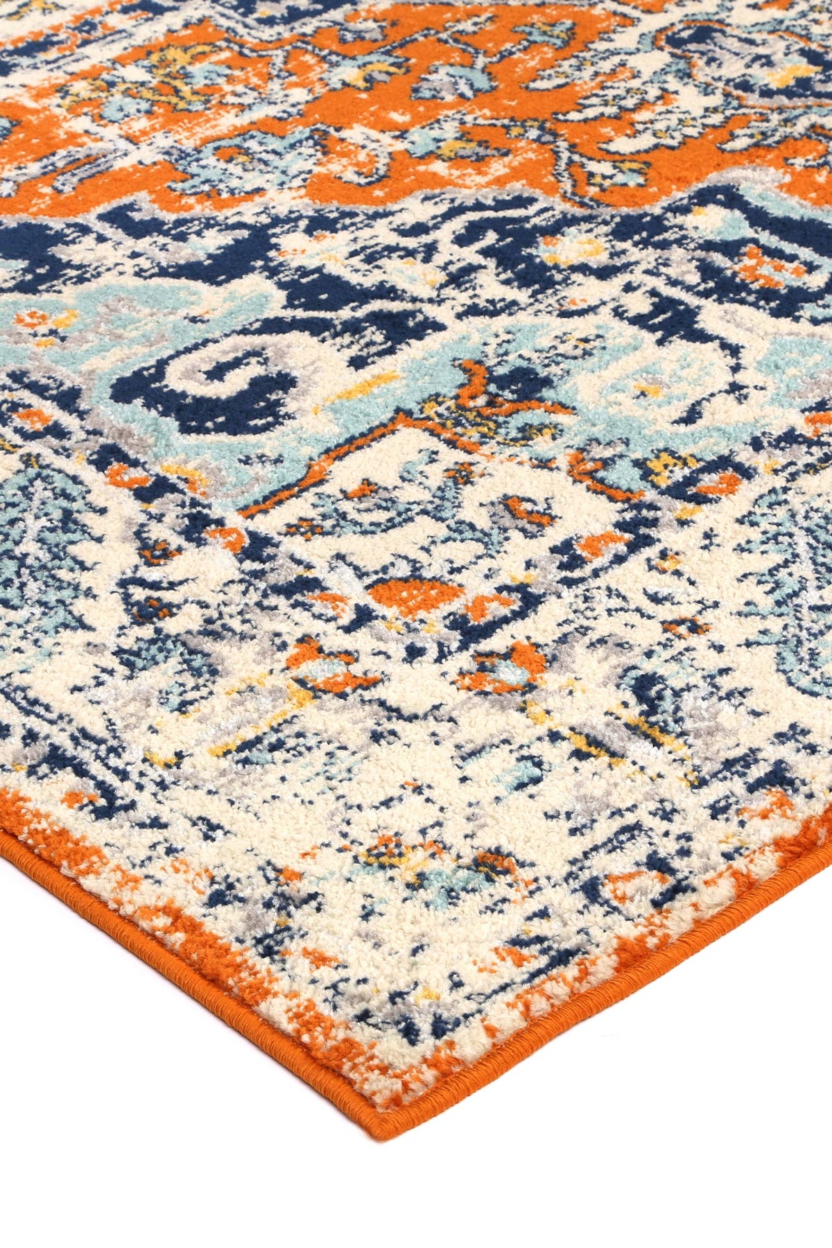 Sicily Messina Orange &amp; Blue Transitonal Rug