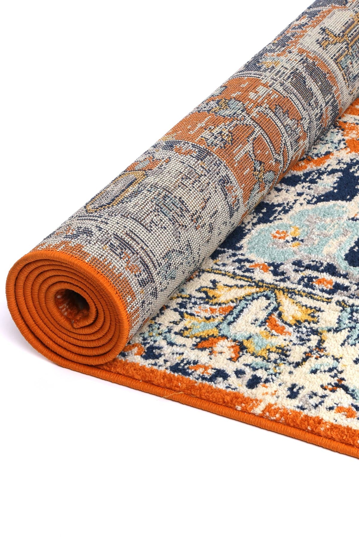 Sicily Messina Orange &amp; Blue Transitonal Rug