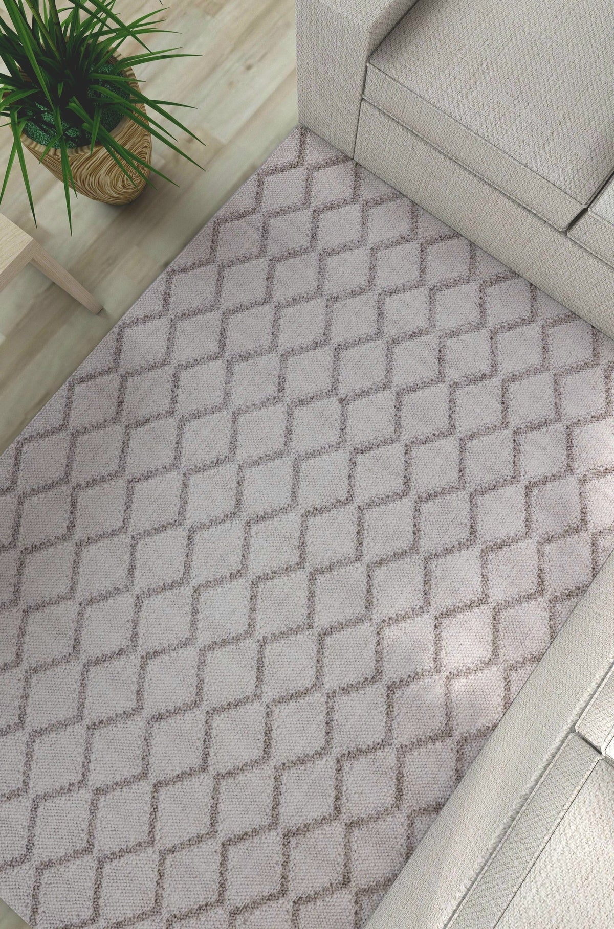 NOVA Grey and Cream Diamond Flatweave Rug