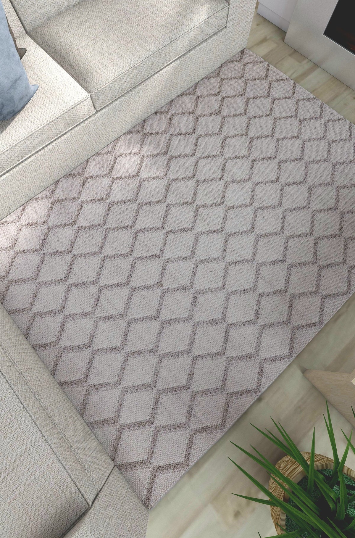 NOVA Grey and Cream Diamond Flatweave Rug